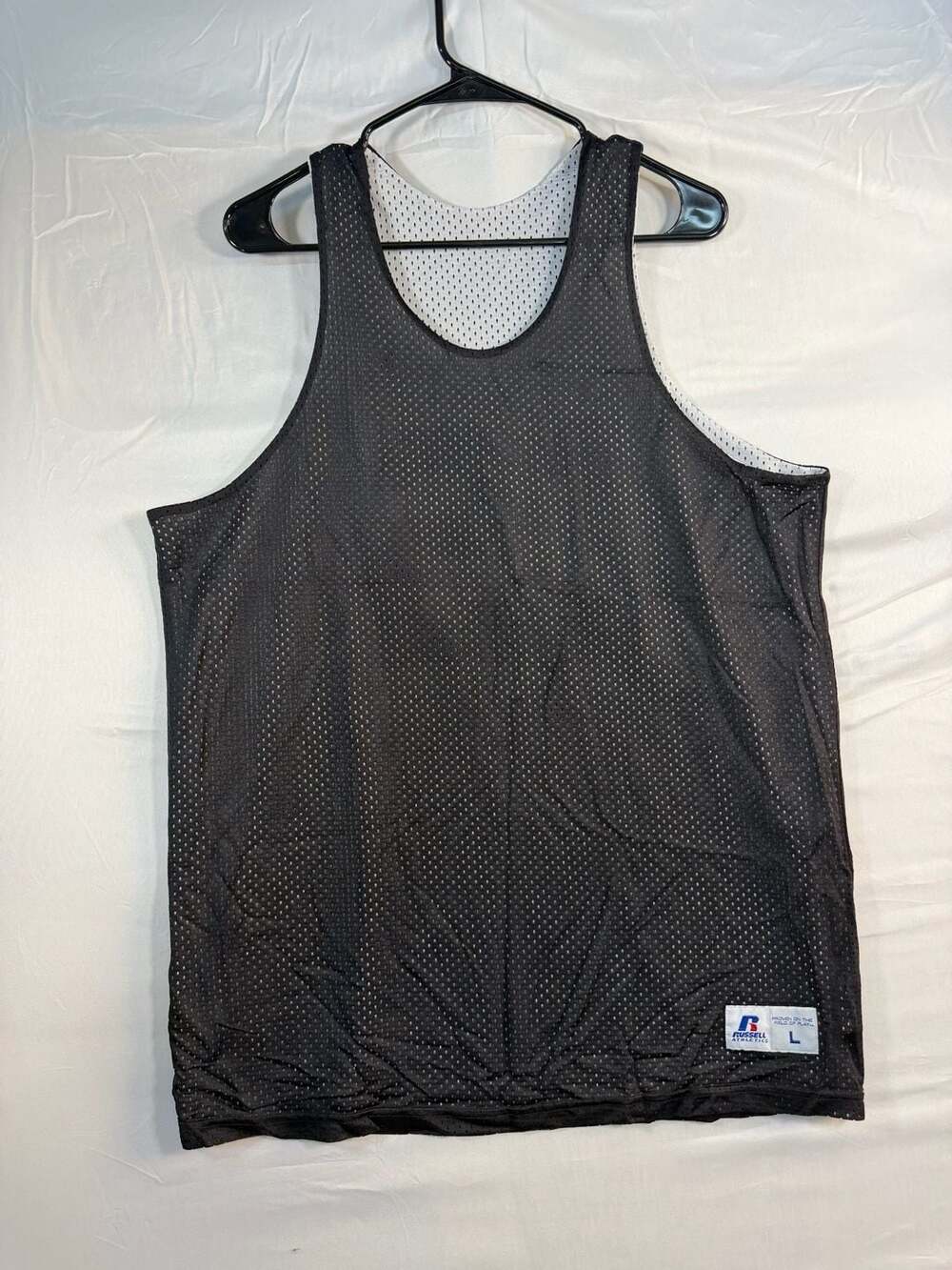 Russell Athletic Reversible Basketball Jersey Size L Black White Mesh